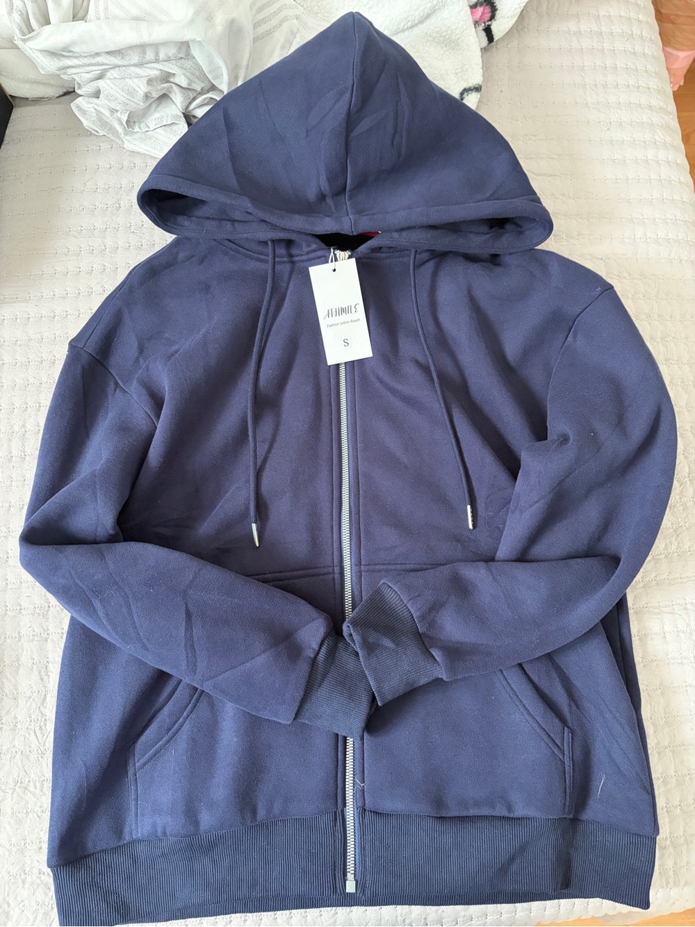 Athleisure Navy Zip-Up Hoodie - Size S